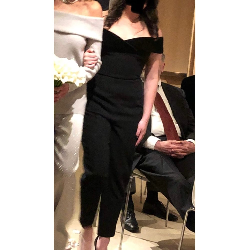 Black Halo Jumpsuit with Velvet details | only worn once!